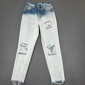 Pacsun Jeans Womens 24 Blue Ultra High Rise Slim Fit Mom Distressed Button Fly